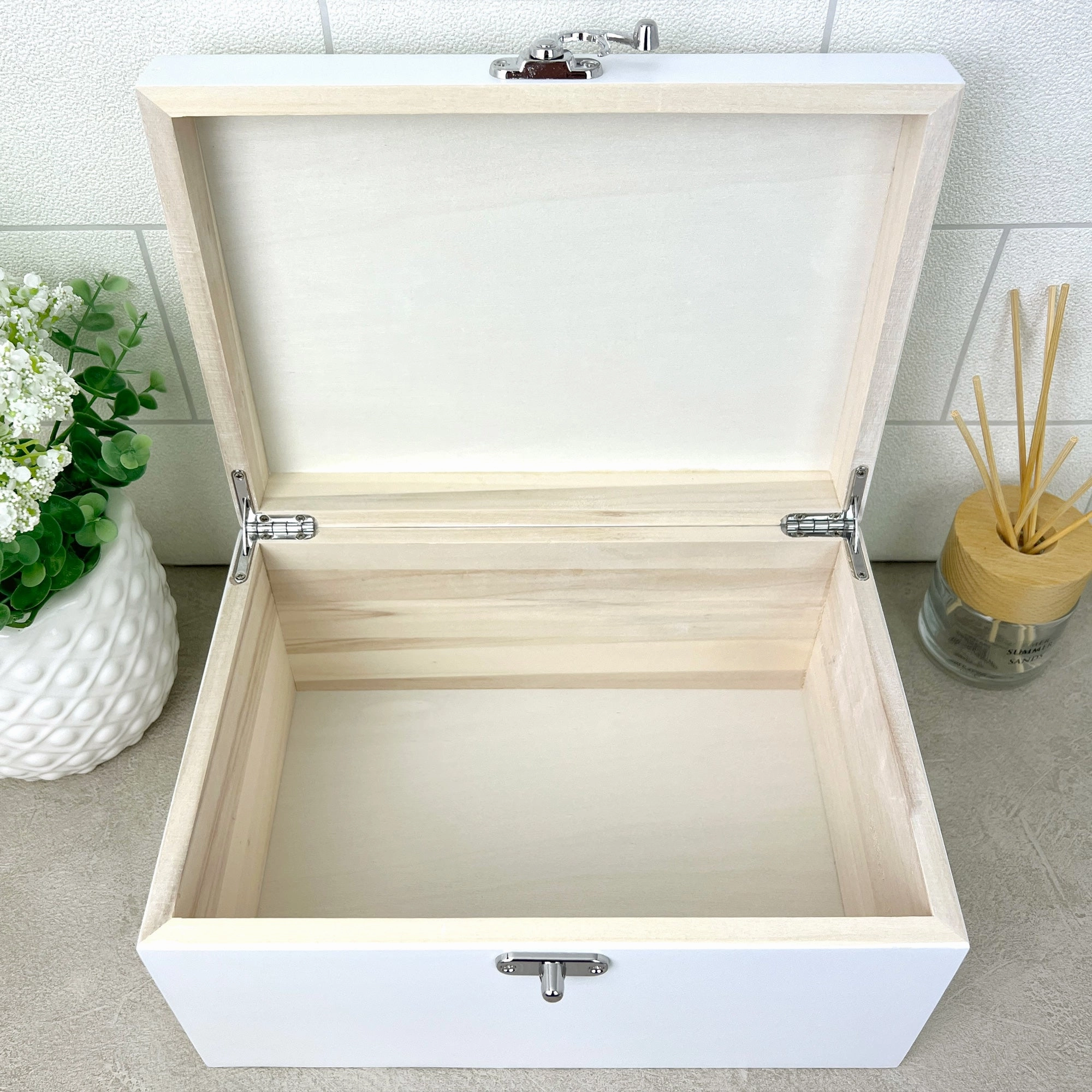 Personalised Three Photo Pet Memorial White Wooden Keepsake Box - 3 Sizes (22cm | 27cm | 30cm)