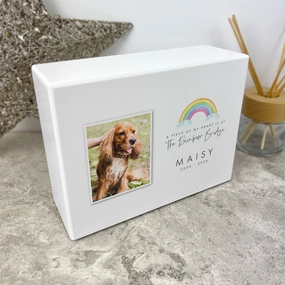Personalised Watercolour Rainbow Bridge Photo Cremation Urn For Pets Ashes | 1.09 Litres poultry halters,bird leash