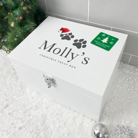 Personalised White Wooden Santa Hat Paws Pet Christmas Eve Box - 3 Sizes (22cm | 27cm | 30cm) poultry halters,bird leash