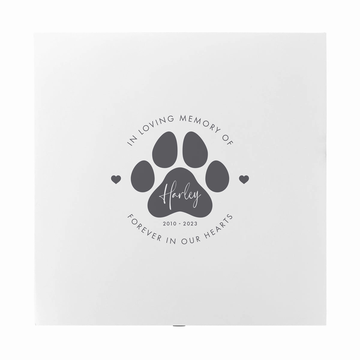 Personalised White Wooden Square Pet Name Memorial Memory Box - 2 Sizes