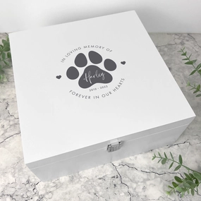 Personalised White Wooden Square Pet Name Memorial Memory Box - 2 Sizes poultry halters,bird leash