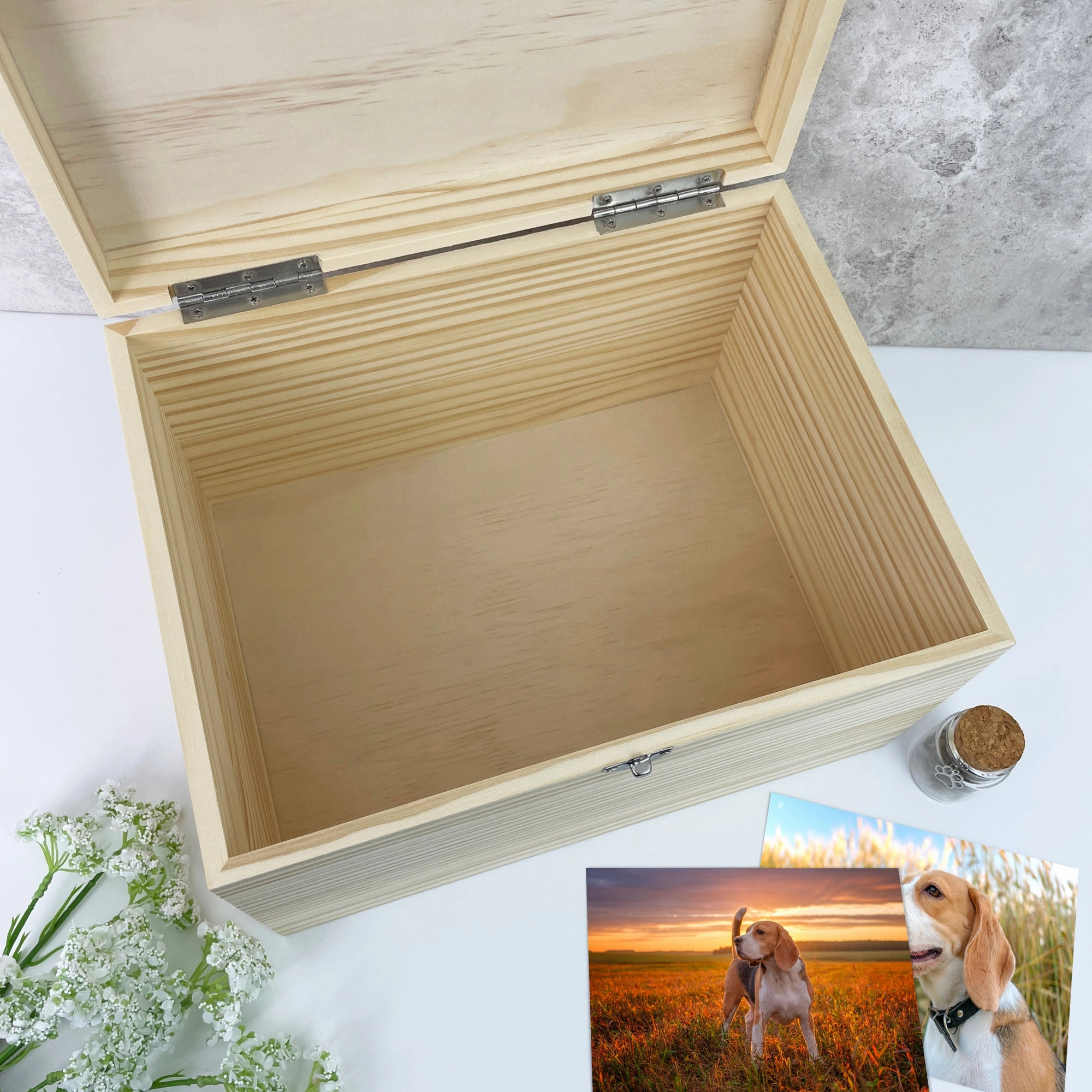 Personalised Wooden Pet Name Memorial Memory Box - 5 Sizes (16cm | 20cm | 26cm | 30cm | 36cm)