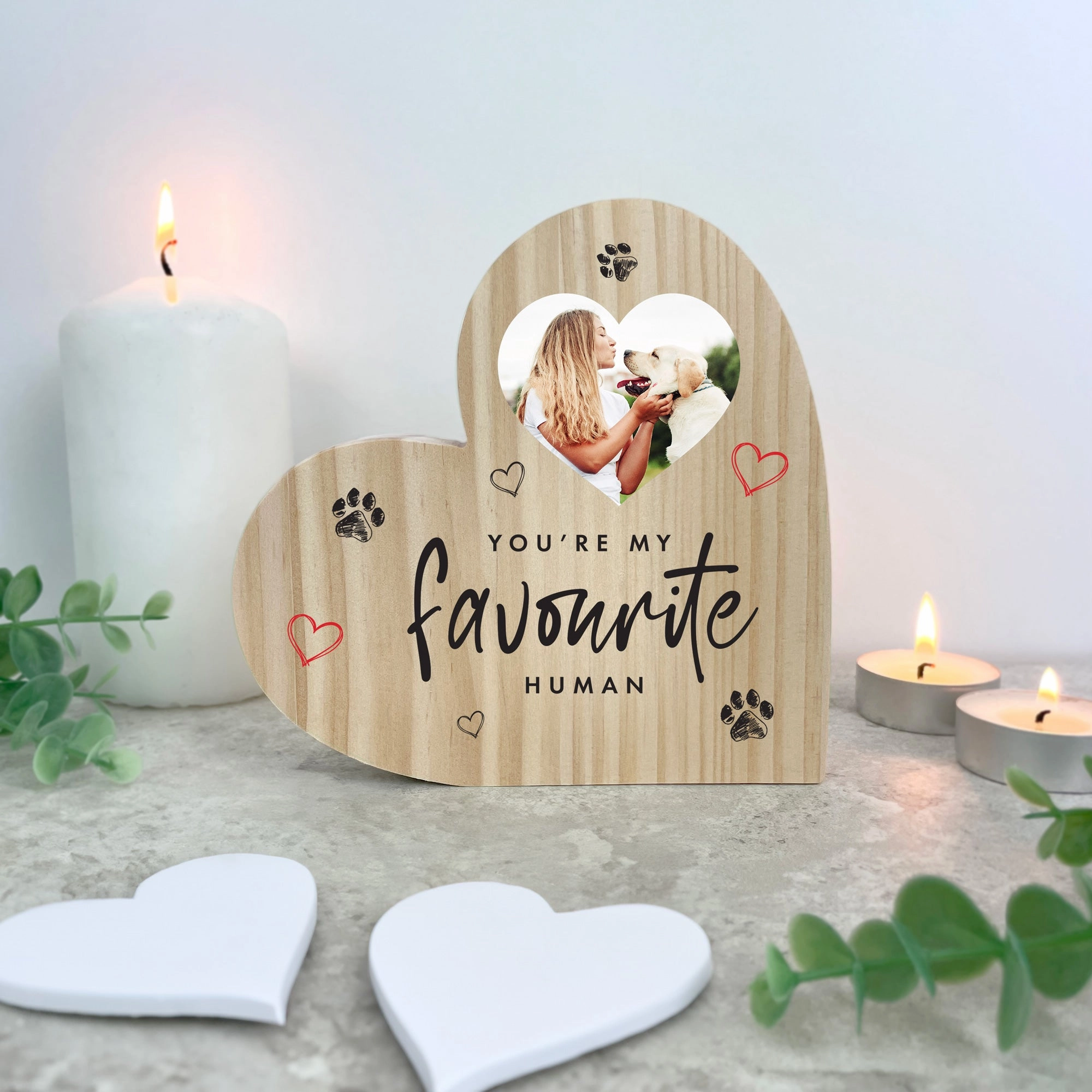 Personalised You're My Favourite Human From Pets Wooden Freestanding Heart