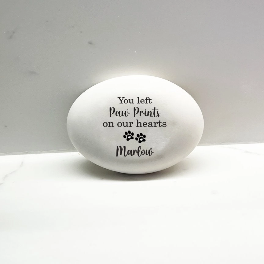 Personalized Dog Cat Memorial Stone - You left paw prints on our hearts