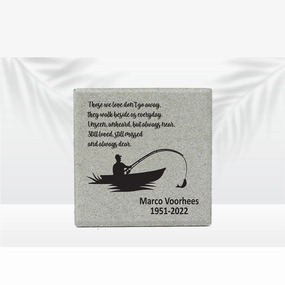 Personalized Memorial Garden Stone - 12" x 12" Fisherman Memorial Stone