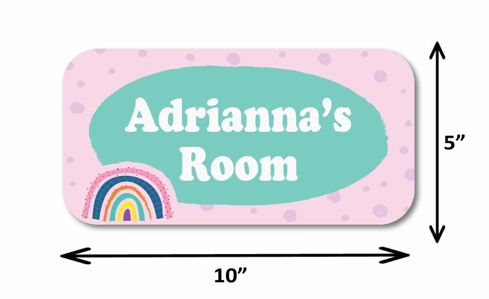 Personalized Name Sign -5" x 10" Cute Rainbow Sign- Choice of Wording and Font