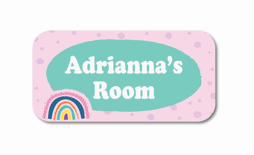 Personalized Name Sign -5" x 10" Cute Rainbow Sign- Choice of Wording and Font