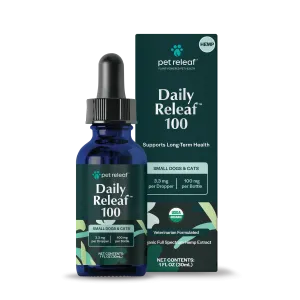 Pet Releaf Daily Releaf 100mg Hemp Oil for Small Dogs and Cats calming cat treats, cat anxiety relief