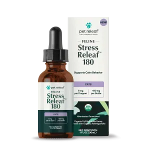 Pet Releaf Feline Stress Releaf 180mg Hemp Oil for Cats calming cat treats, cat anxiety relief