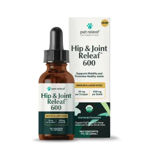 Pet Releaf Hip & Joint Releaf 600mg Hemp Oil for Dogs cat joint supplements, senior cat joint care