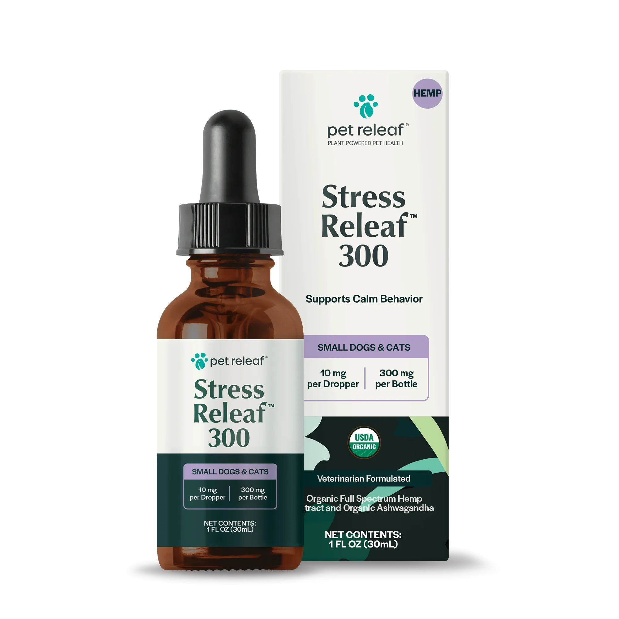 Pet Releaf Stress Releaf 300mg Hemp Oil for Dogs & Cats calming cat treats, cat anxiety relief