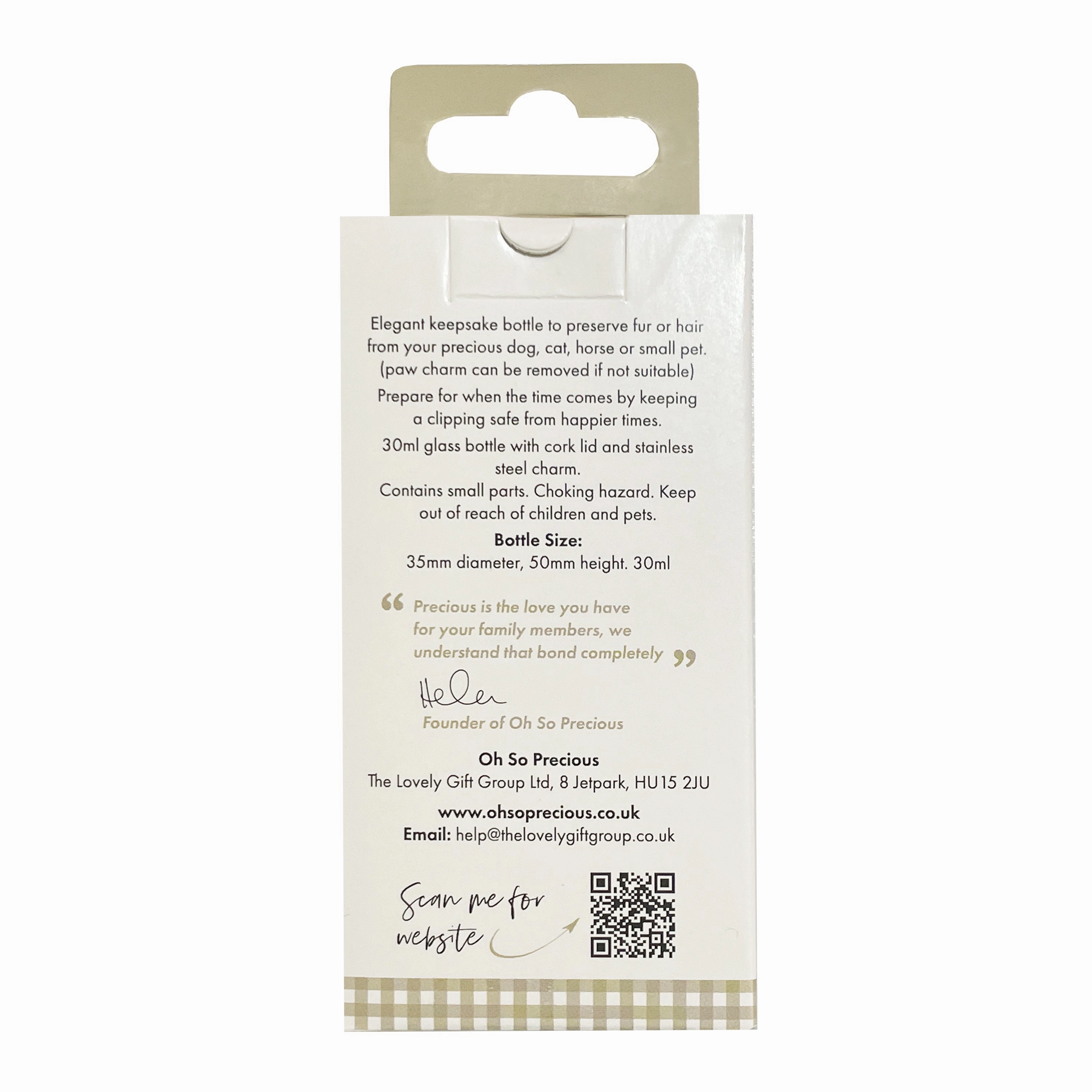 Pet Fur & Hair Keepsake Bottle