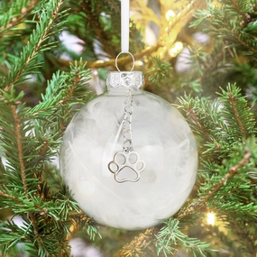 Pet Memorial Feather Filled Glass Bauble With Paw Print Charm poultry halters,bird leash