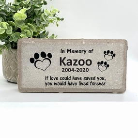 Pet Memorial Stone - Heart Paw Prints - If love could have saved you....