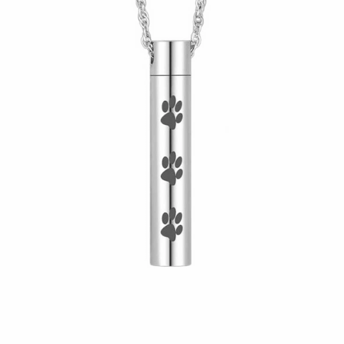Pet Paw Prints Cremation Ashes Memorial Urn Necklace