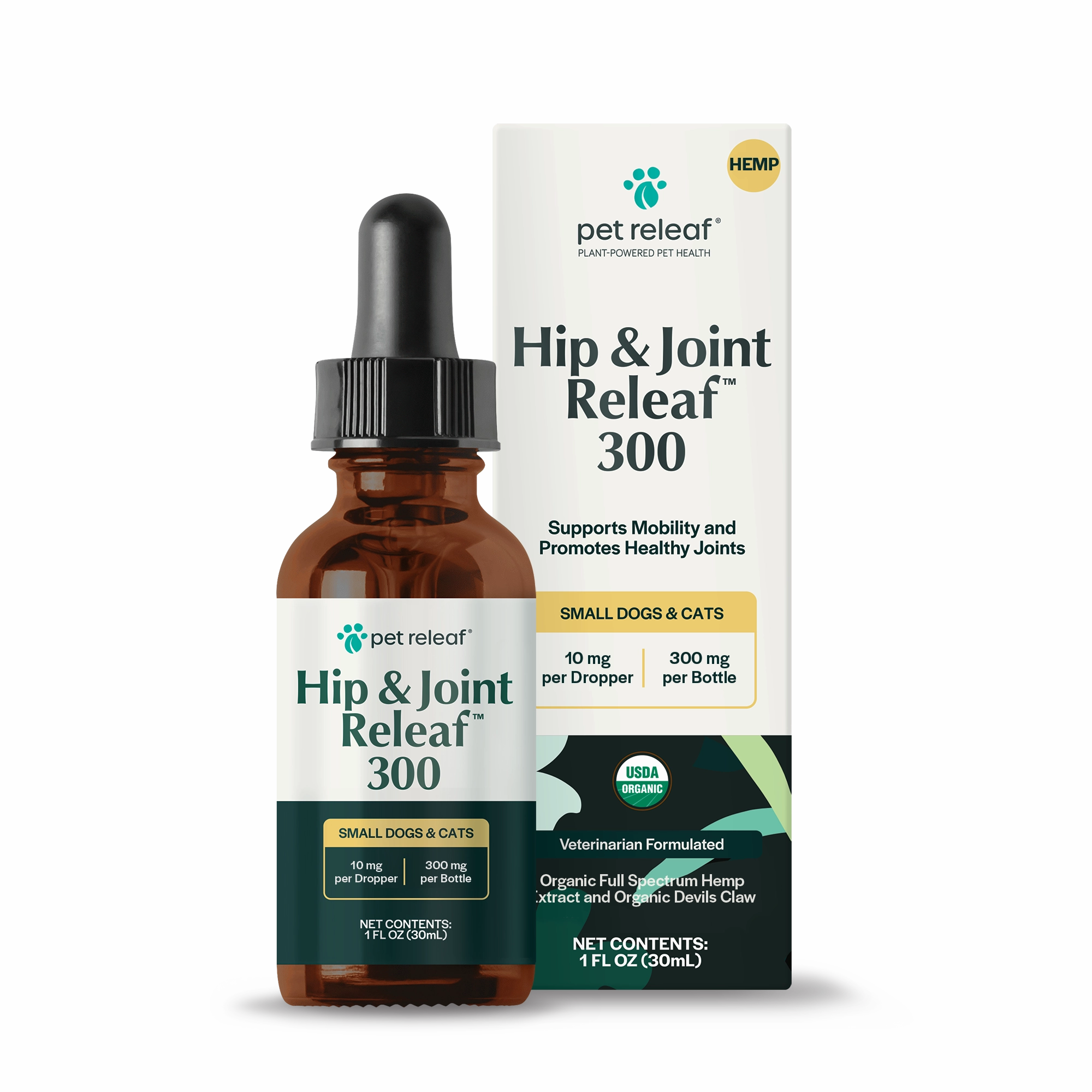 Pet Releaf Hip & Joint Releaf 300mg Hemp Oil for Dogs & Cats cat joint supplements, senior cat joint care