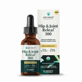 Pet Releaf Hip & Joint Releaf 300mg Hemp Oil for Dogs & Cats cat joint supplements, senior cat joint care