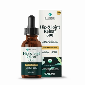 Pet Releaf Hip & Joint Releaf 600mg Hemp Oil for Dogs cat joint supplements, senior cat joint care