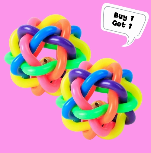 Pet Vogue Bouncy Rubber Ball for Dogs and Cats | For Medium Chewers (Buy 1 Get 1)