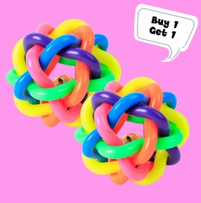 Pet Vogue Bouncy Rubber Ball for Dogs and Cats | For Medium Chewers (Buy 1 Get 1)