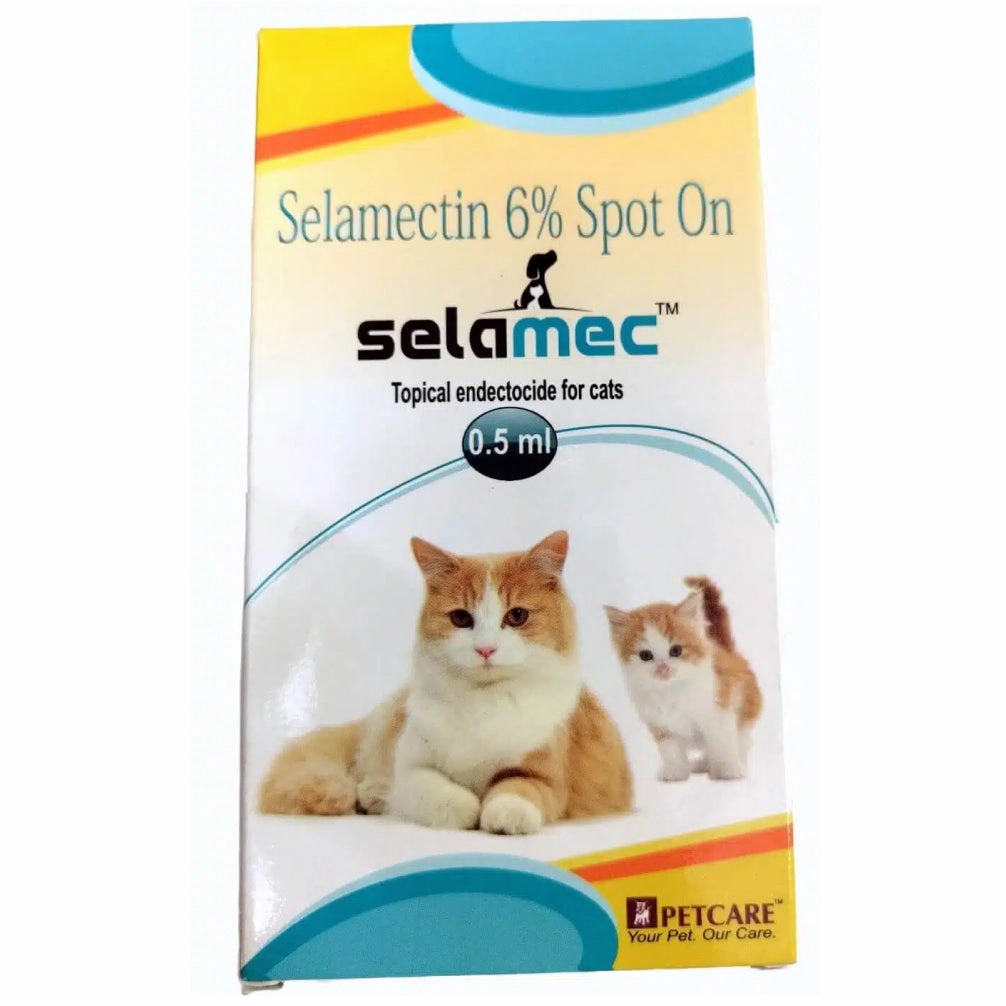 Petcare Selamec (Selamectin) Spot On for Cats 0.5ml and Vetina Canworm (Fenbendazole) Pet Deworming Suspension 30ml Combo