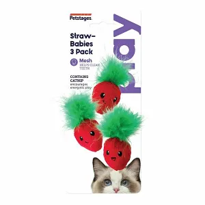 Petstages Strawbabies Pink 3PK | Cat adult cat food, best cat food for adults