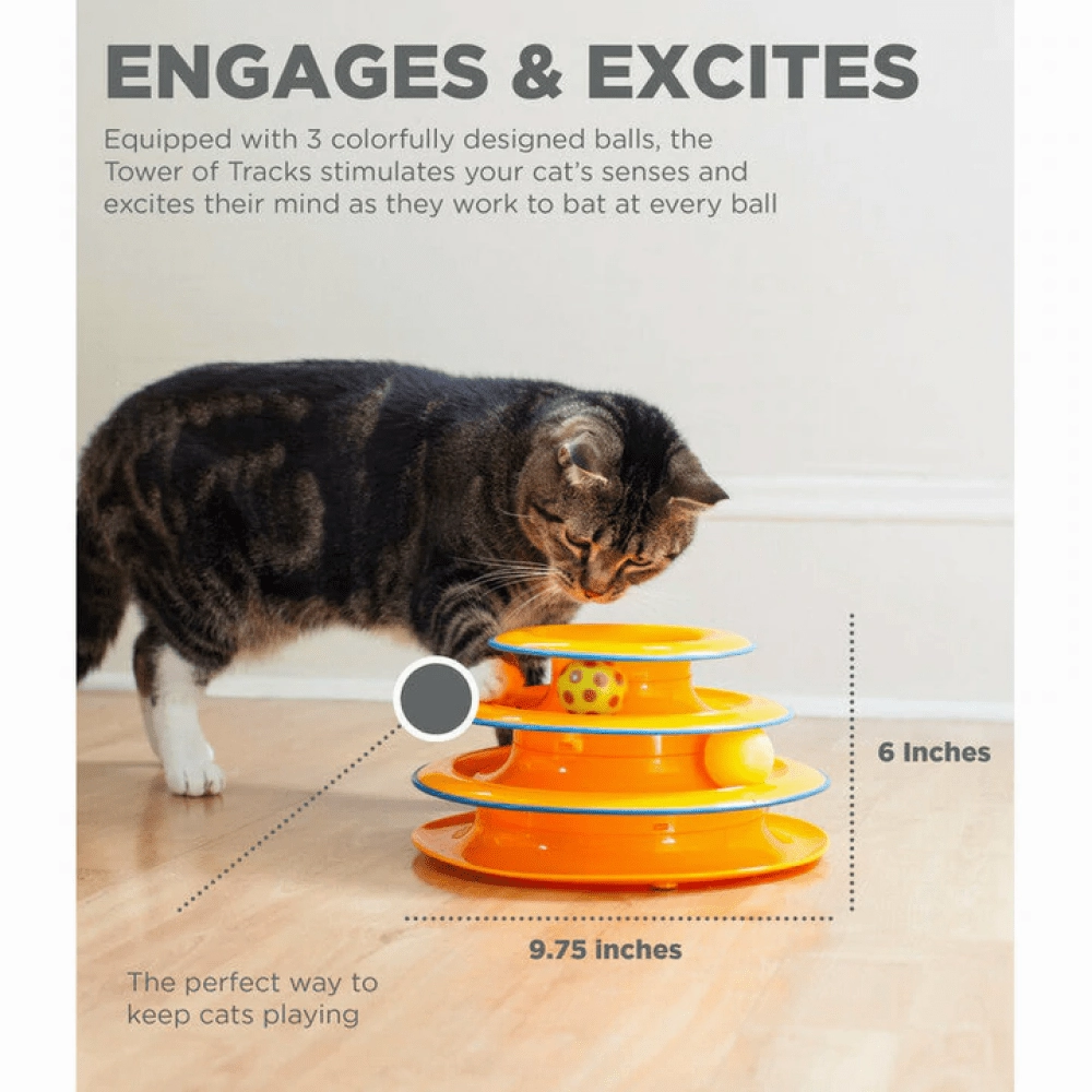 Petstages Tower of Track Three Level Active Toy for Cats (Orange)
