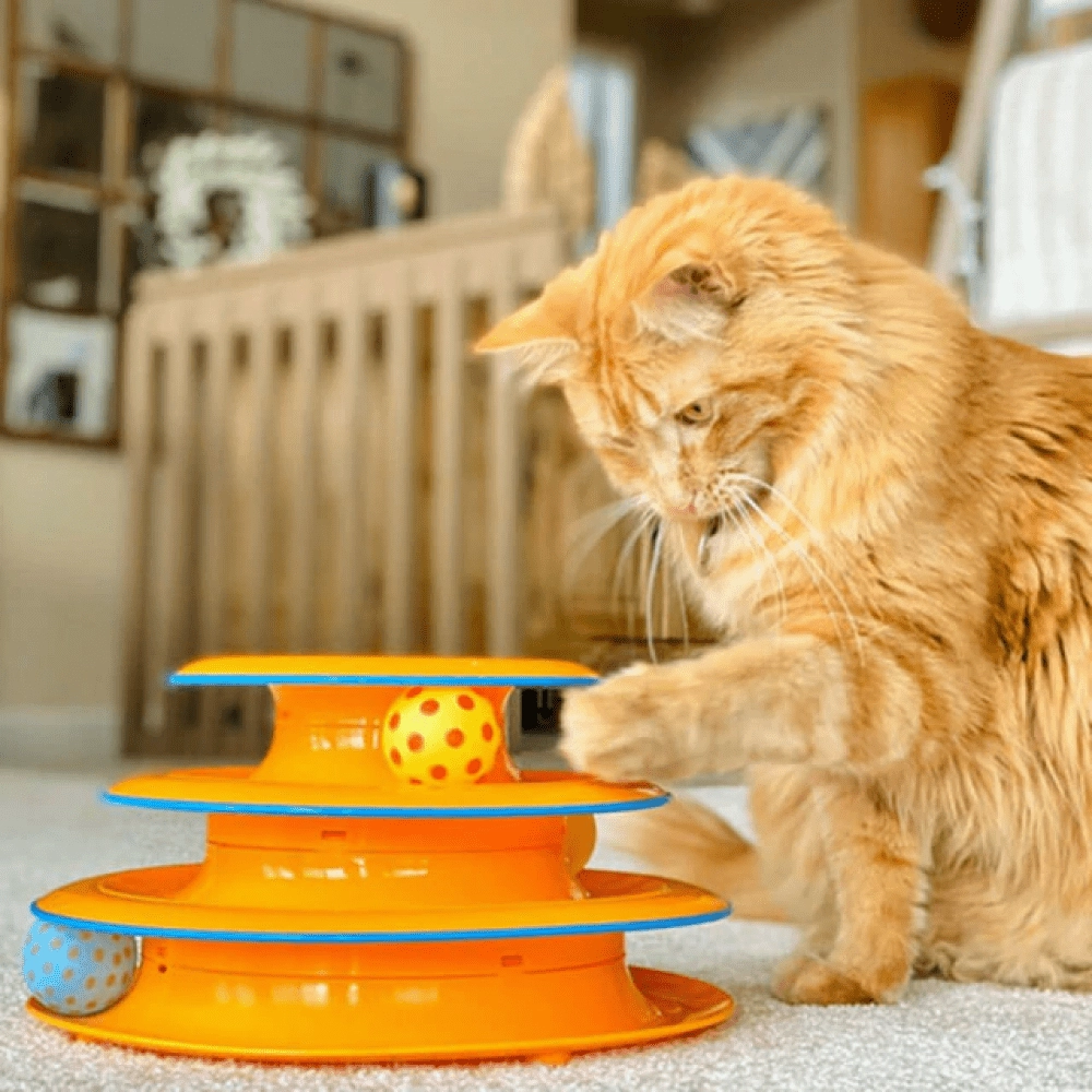 Petstages Tower of Track Three Level Active Toy for Cats (Orange)