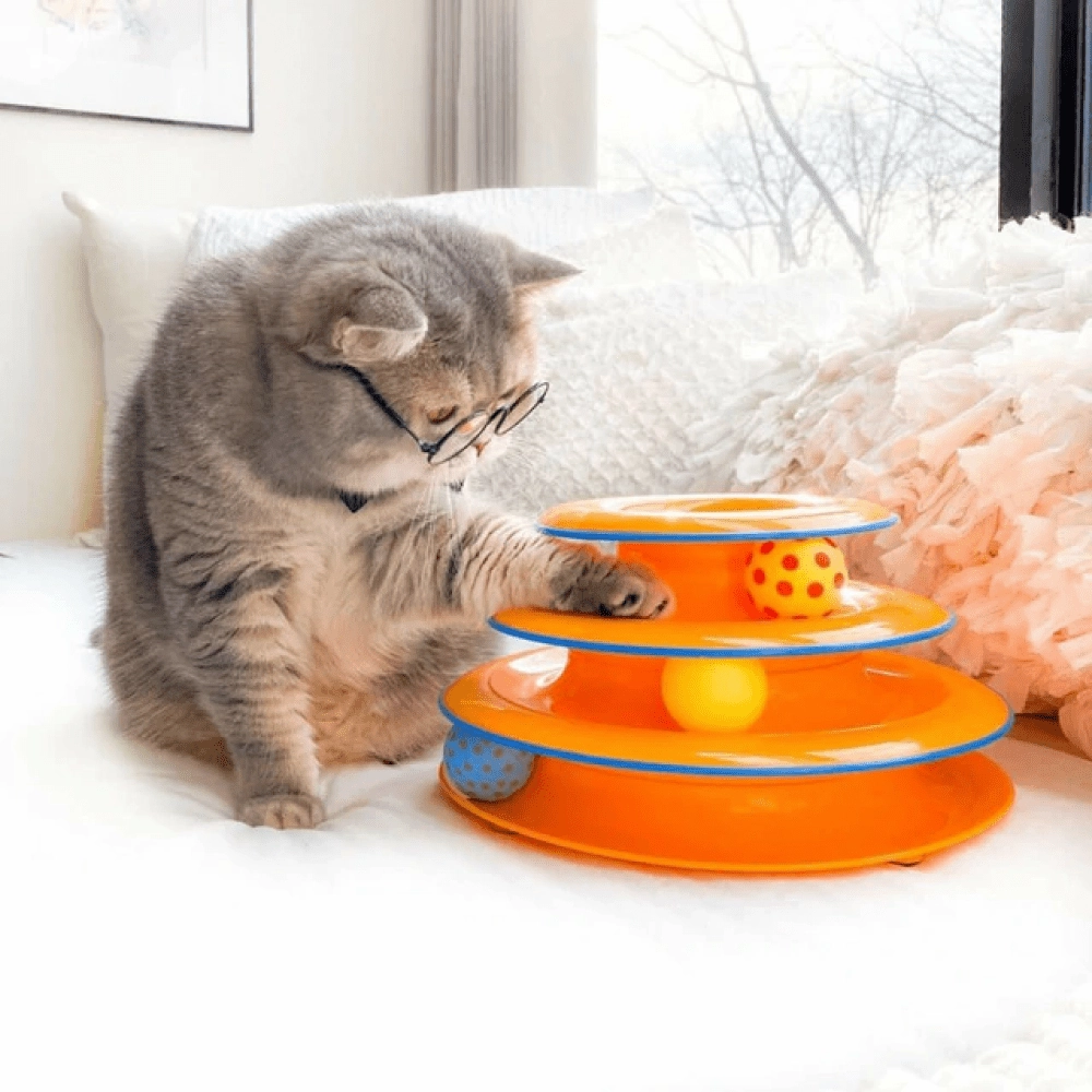 Petstages Tower of Track Three Level Active Toy for Cats (Orange)