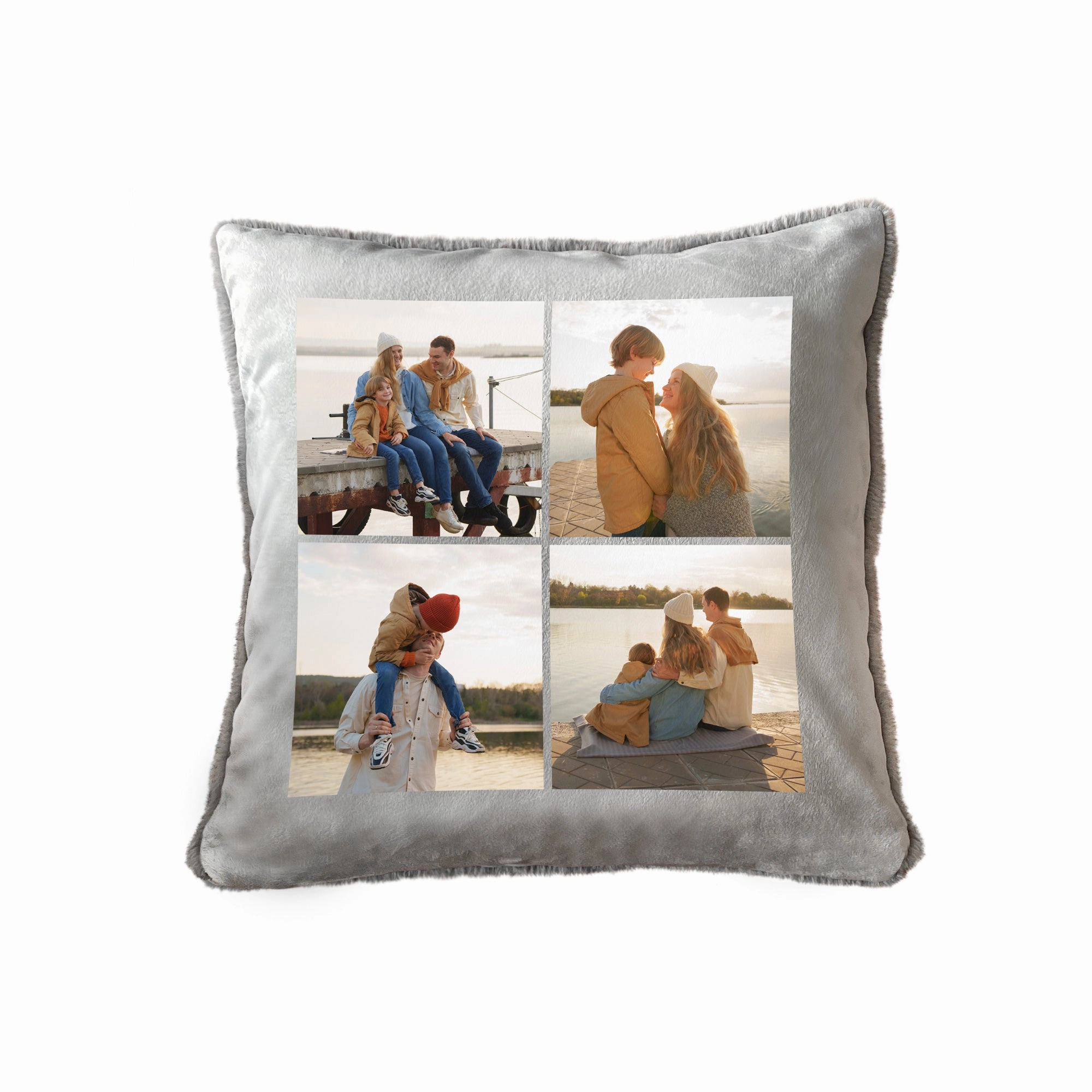 Photo Grid Faux Fur Cuddle Cushion