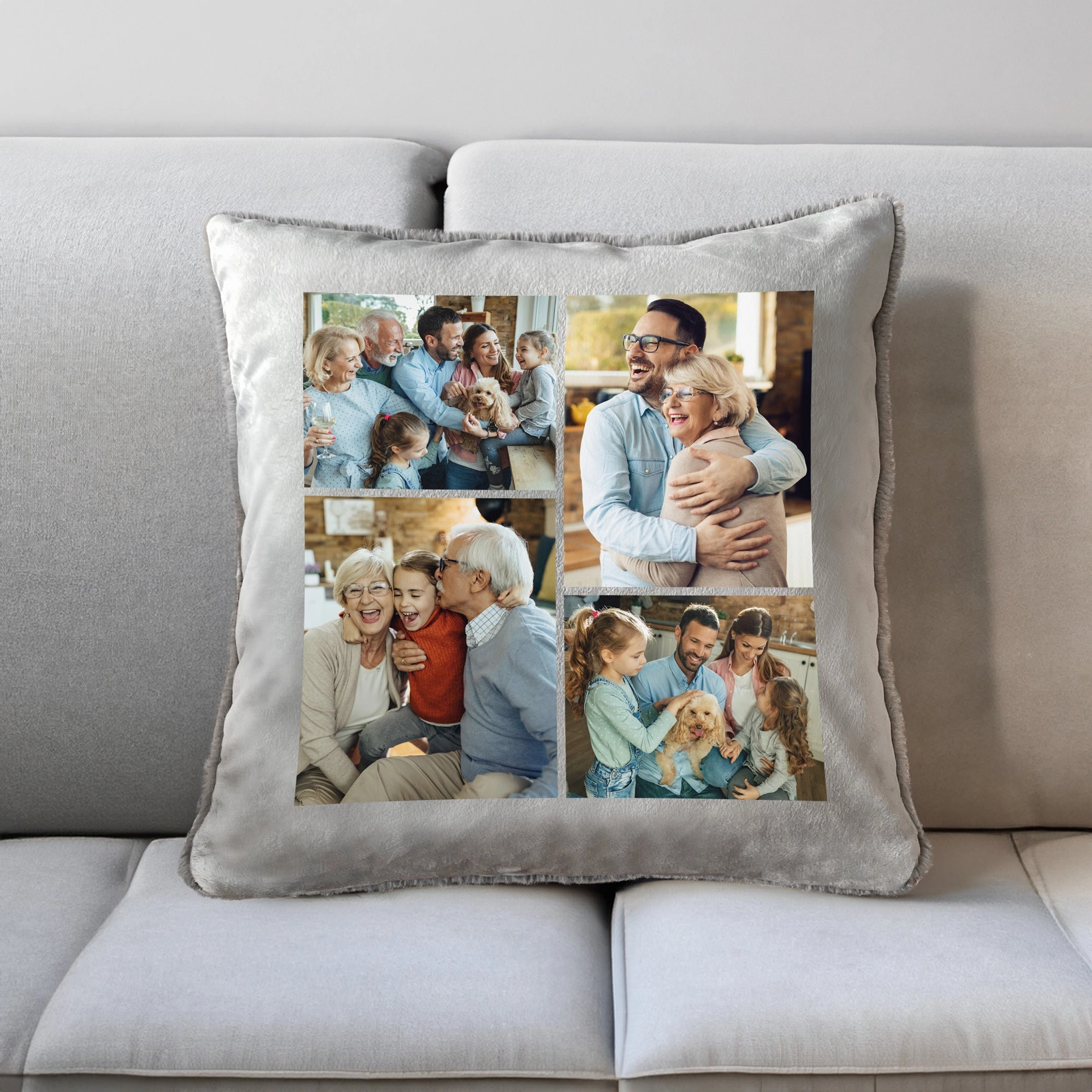 Photo Grid Faux Fur Cuddle Cushion