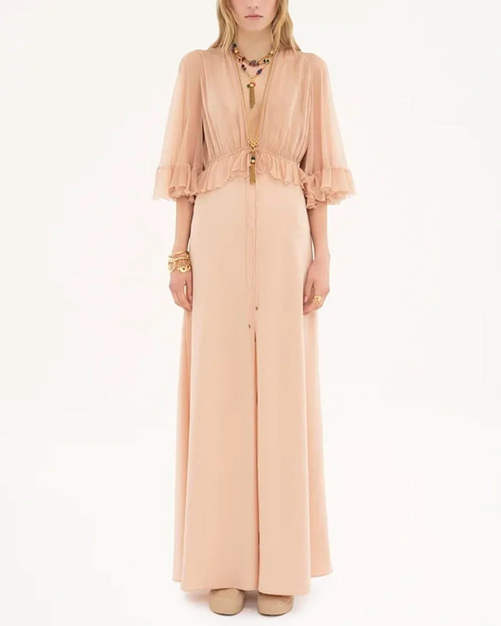 Pink Clay Long Sleeve Maxi Dress