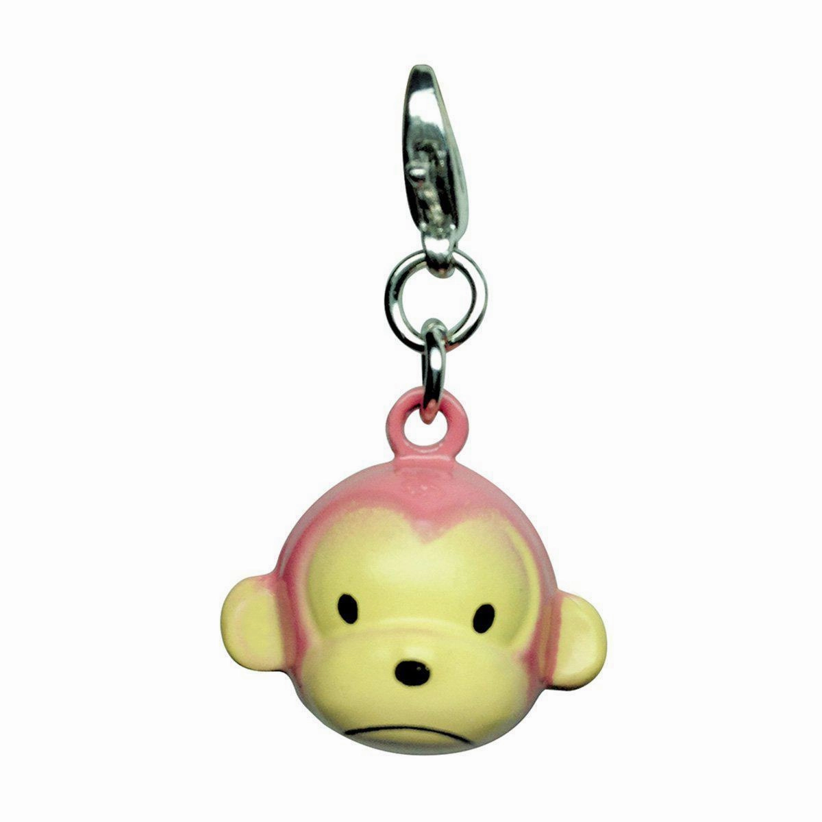 Pink Monkey Metal Jingle Bell Dog Collar Charm dog collar charm,pet tag