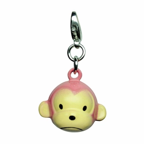 Pink Monkey Metal Jingle Bell Dog Collar Charm dog collar charm,pet tag