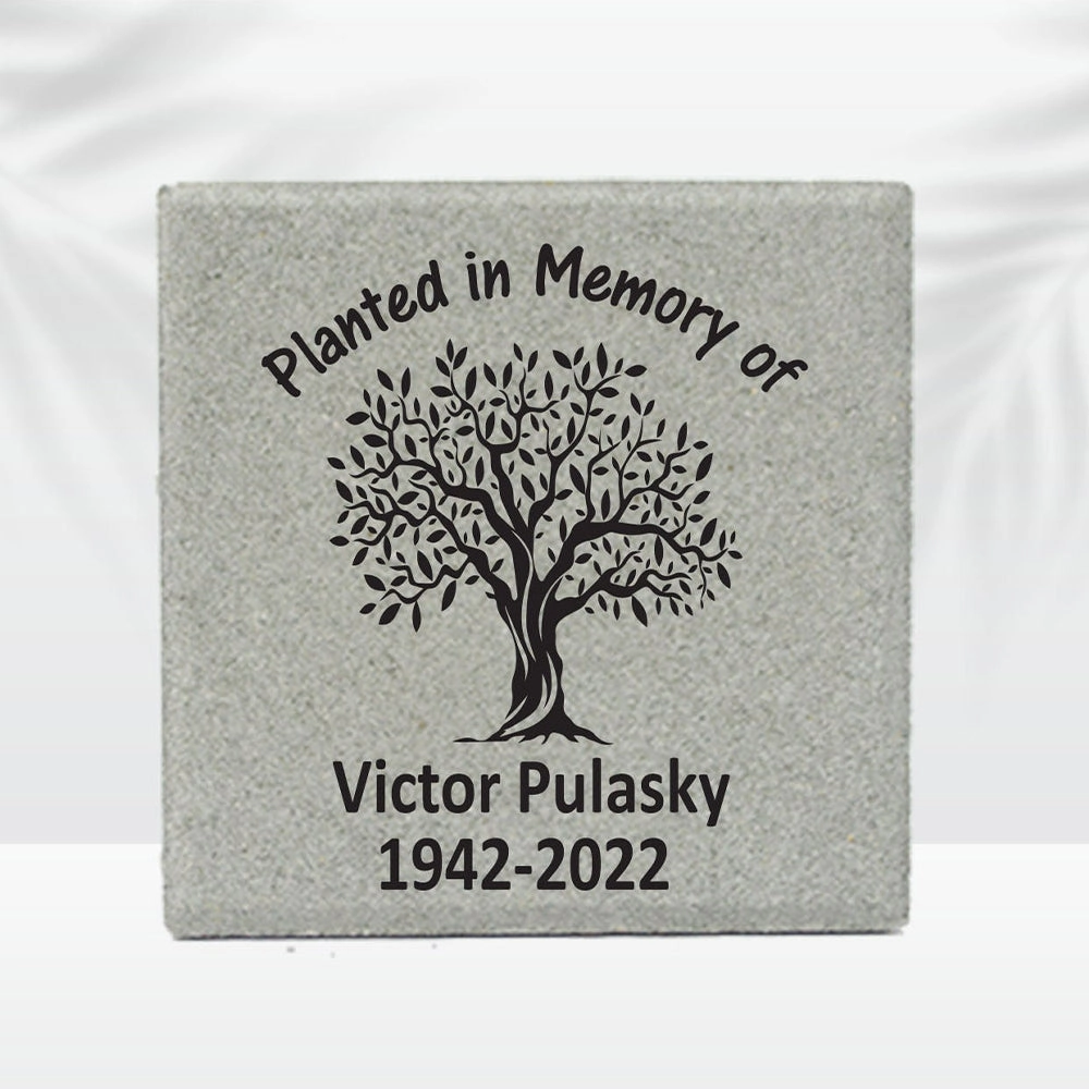 Planted in Memory of - Memorial Stone - Concrete Paver Memorial Marker - 12" x 12"  Personalized Tree Memorial Plaque - Custom Memorial Stone