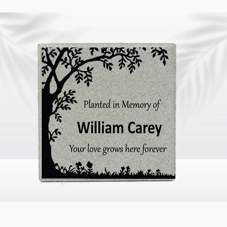 Planted in Memory of - Memorial Stone- Concrete Paver Memorial Marker - 12" x 12"  Personalized Tree Memorial Plaque -Your love grows here..