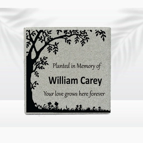 Planted in Memory of - Memorial Stone- Concrete Paver Memorial Marker - 12" x 12"  Personalized Tree Memorial Plaque -Your love grows here..