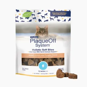 Plaqueoff Holistic Soft Bites - Oral Care with Gut & Immune Support Sweet Potato and Pumpkin Flavor 3oz cat treats, natural cat treats