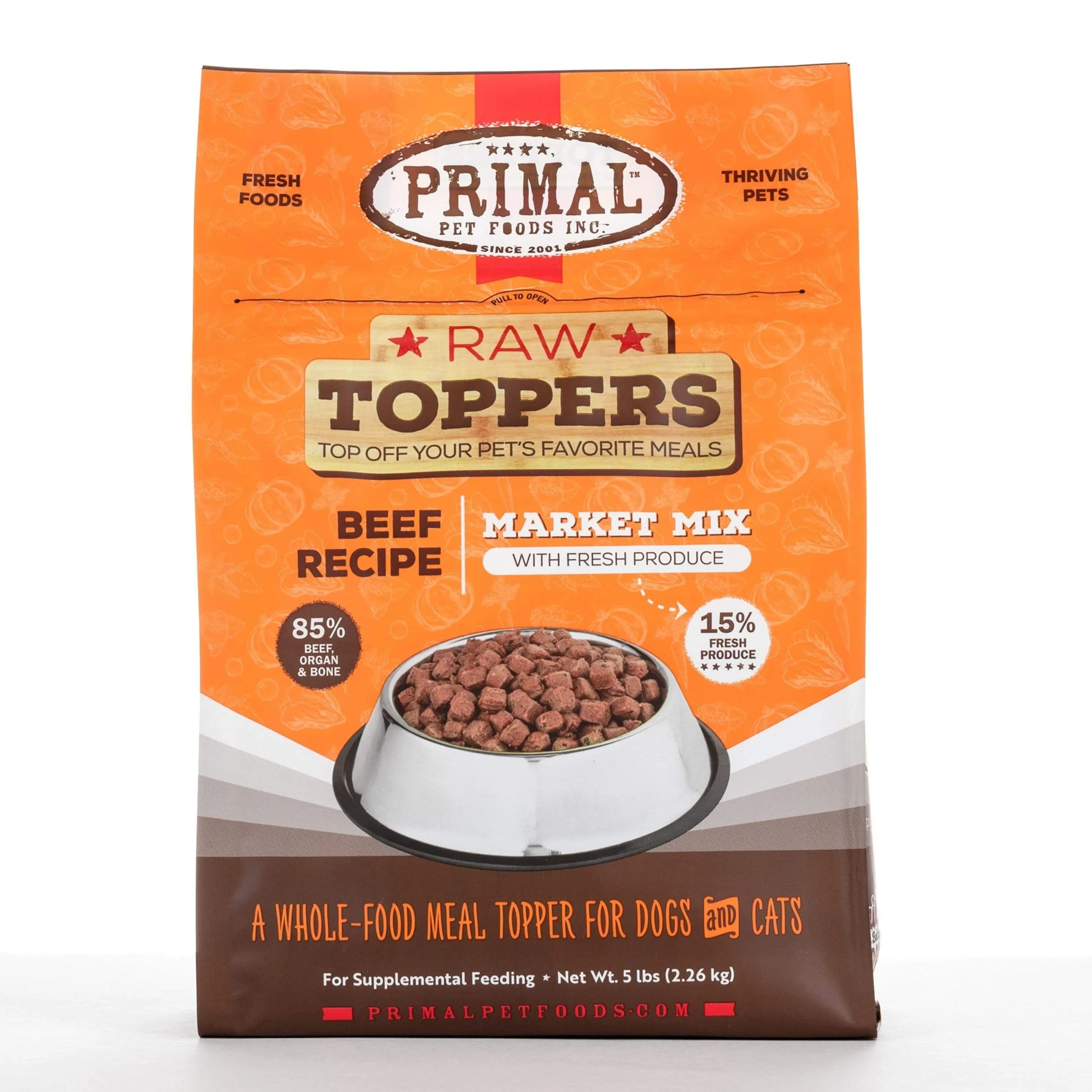 Primal Beef Market Mix Raw Frozen Topper raw food for cats, raw meat cat diet