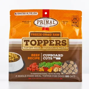 Primal Cupboard Cuts Freeze-Dried Raw Beef Meal Topper for Dogs and Cats freeze dried cat food, raw cat food