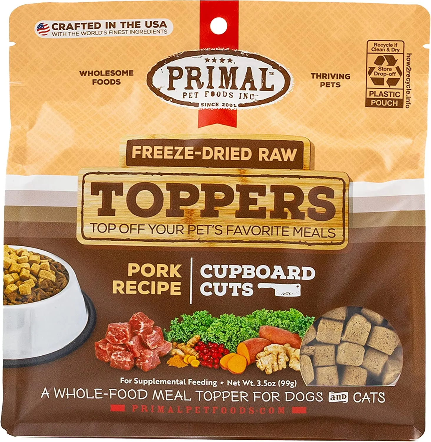 Primal Cupboard Cuts Freeze-Dried Raw Pork Meal Topper for Dogs and Cats freeze dried cat food, raw cat food
