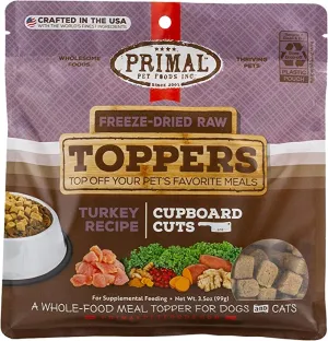 Primal Cupboard Cuts Freeze-Dried Raw Turkey Meal Topper for Dogs and Cats freeze dried cat food, raw cat food