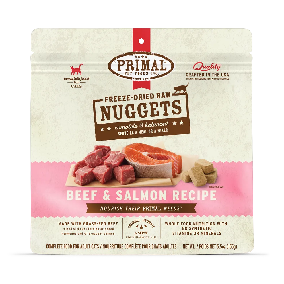 Primal Freeze Dried Nuggets Grain Free Beef & Salmon Formula Cat Food healthy cat food, premium dry cat food