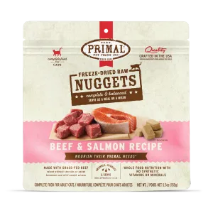 Primal Freeze Dried Nuggets Grain Free Beef & Salmon Formula Cat Food freeze dried cat food, raw cat food