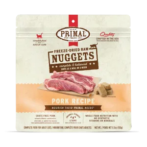 Primal Freeze-Dried Nuggets Grain Free Pork Formula Complete Diet Cat Food freeze dried cat food, raw cat food