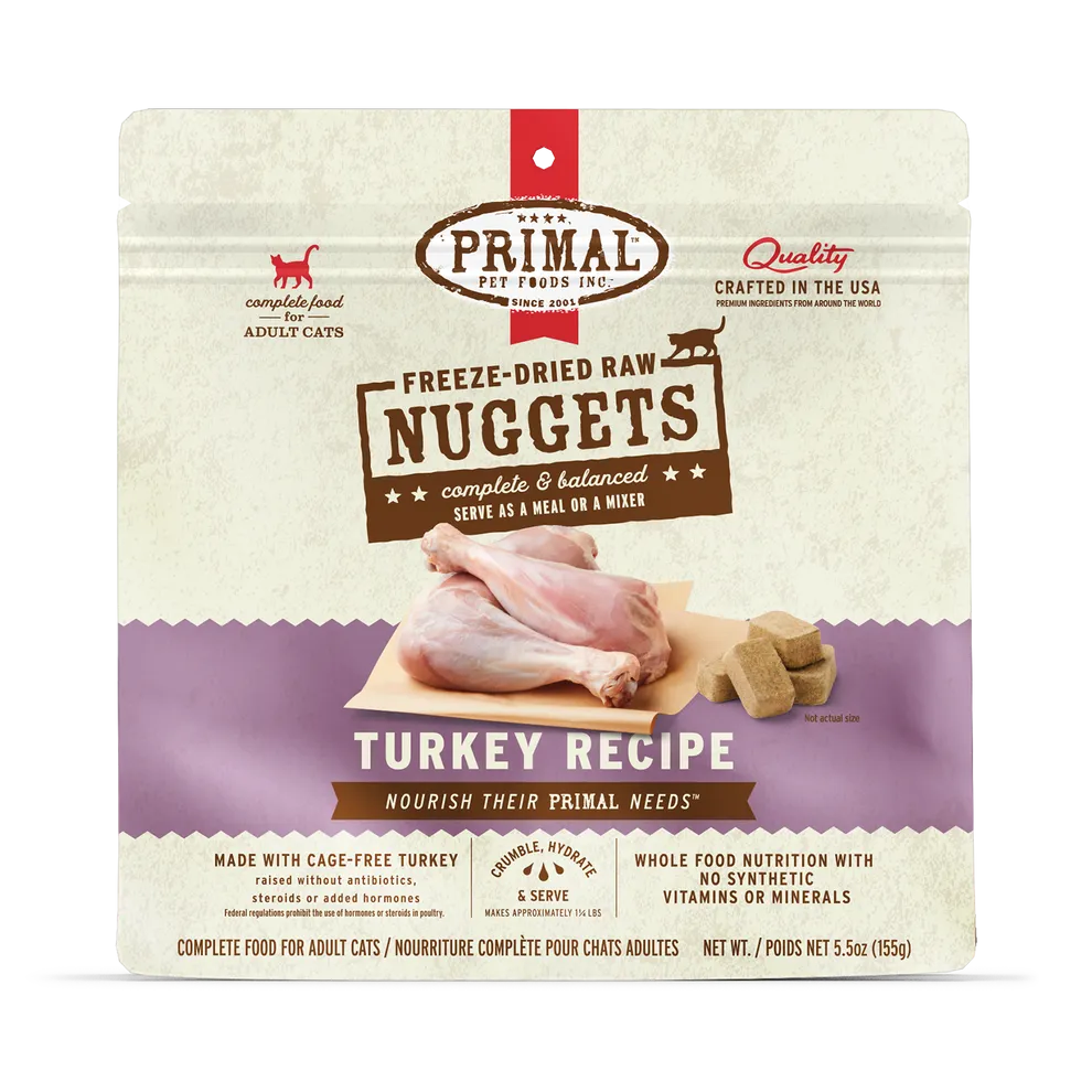 Primal Freeze Dried Nuggets Grain Free Turkey Formula Cat Food healthy cat food, premium dry cat food