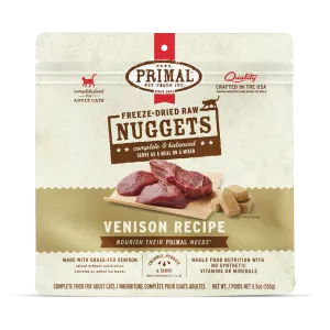 Primal Freeze Dried Nuggets Venison Formula Complete Diet for Cats grain free cat food, no grain dry cat food