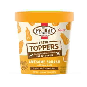 Primal Fresh Toppers Awesome Squash Recipe For Dogs & Cats raw food for cats, raw meat cat diet