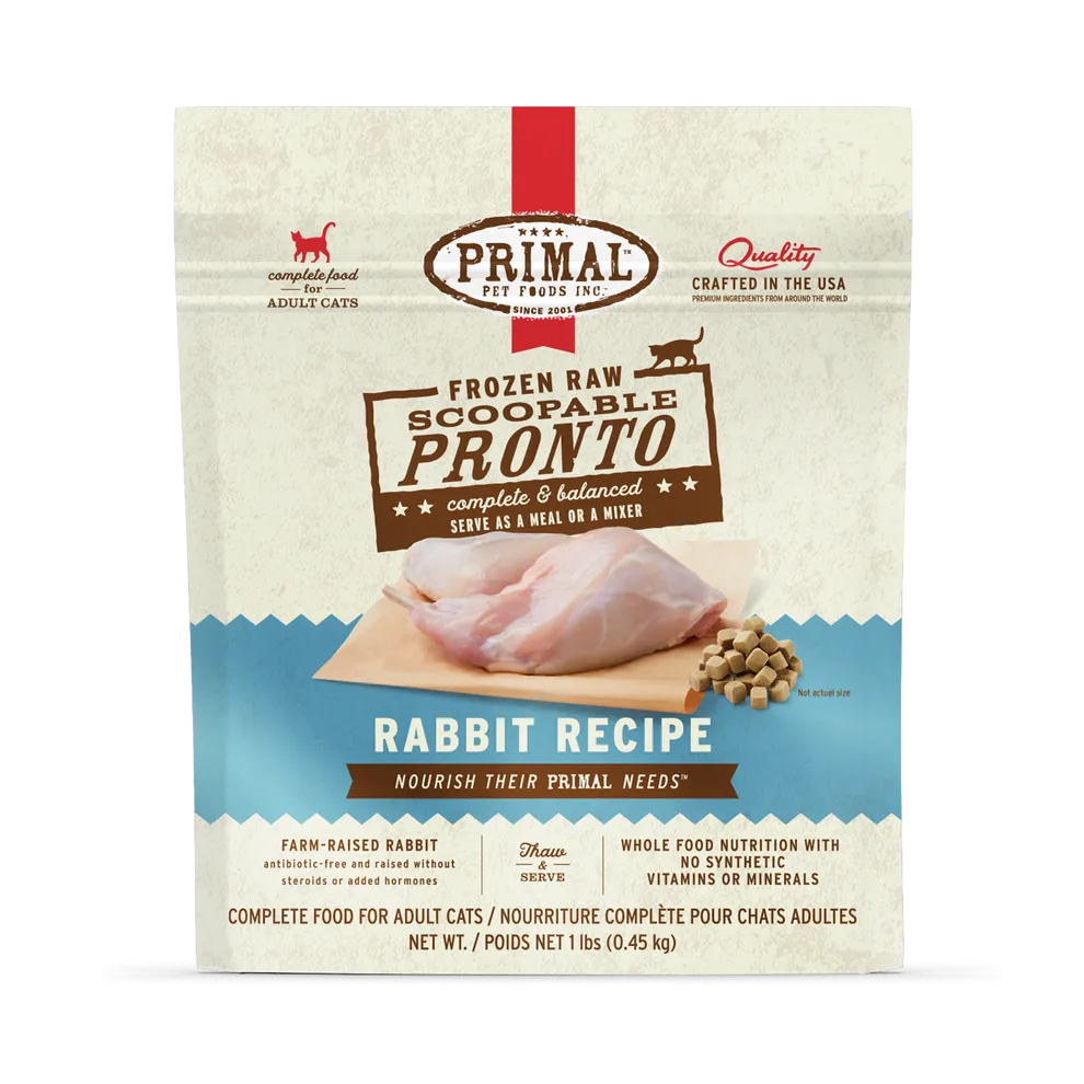 Primal Pronto Raw Frozen Rabbit Recipe Food For Cats raw food for cats, raw meat cat diet