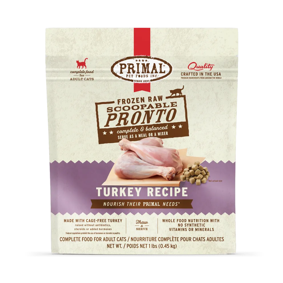 Primal Pronto Raw Frozen Turkey Recipe Food For Cats raw food for cats, raw meat cat diet